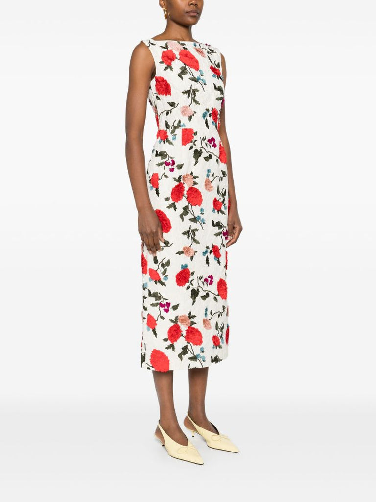 White Floral-embroidered Dress