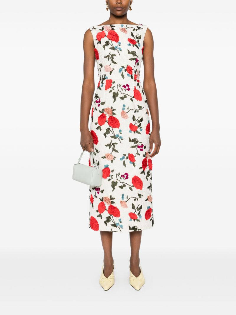 White Floral-embroidered Dress