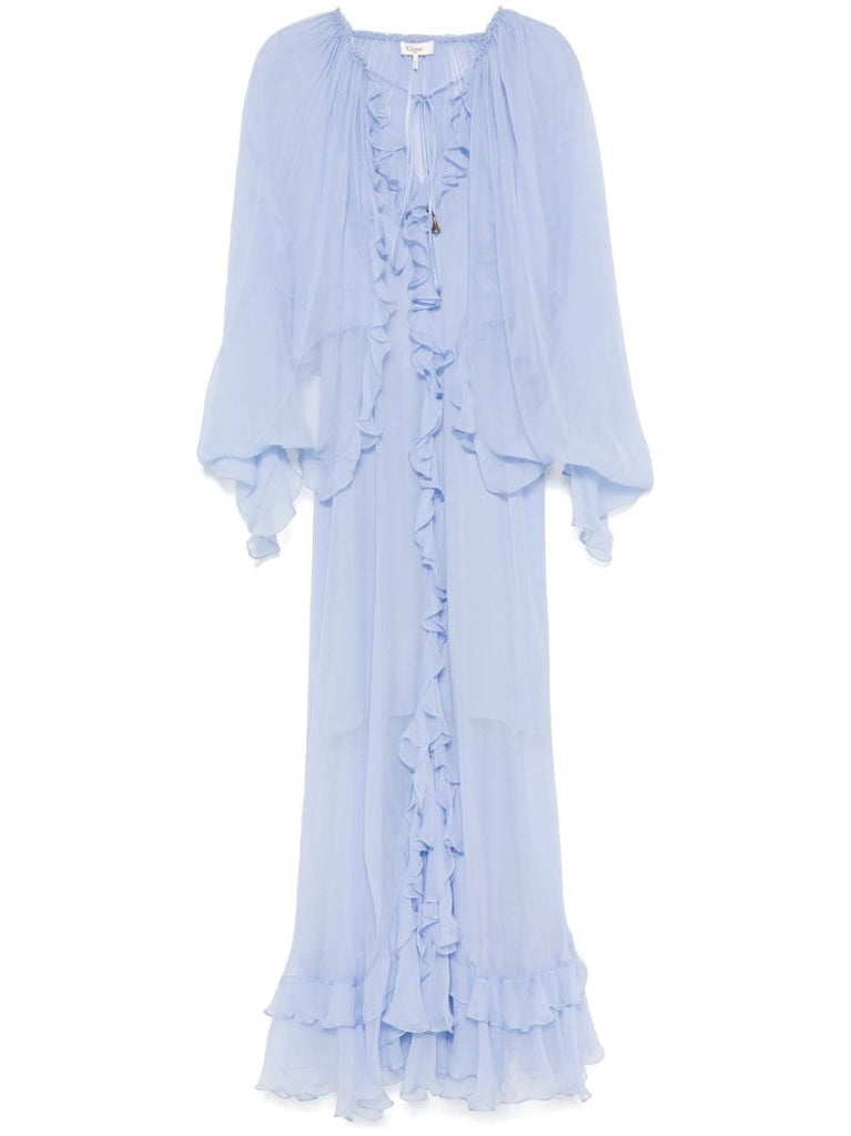 Sheer Ruffled Maxi Dress