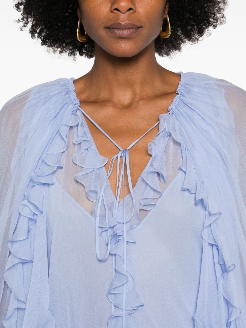 Sheer Ruffled Maxi Dress