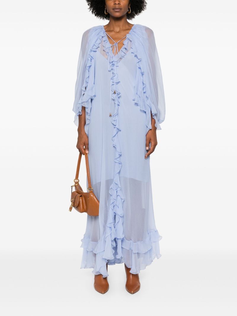Sheer Ruffled Maxi Dress