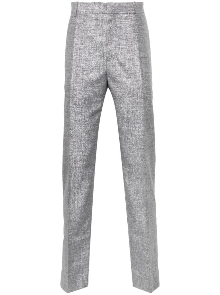Metallic Straight Tailored Trousers