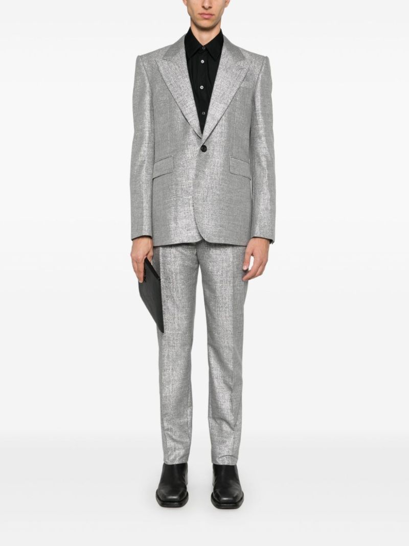 Metallic Straight Tailored Trousers
