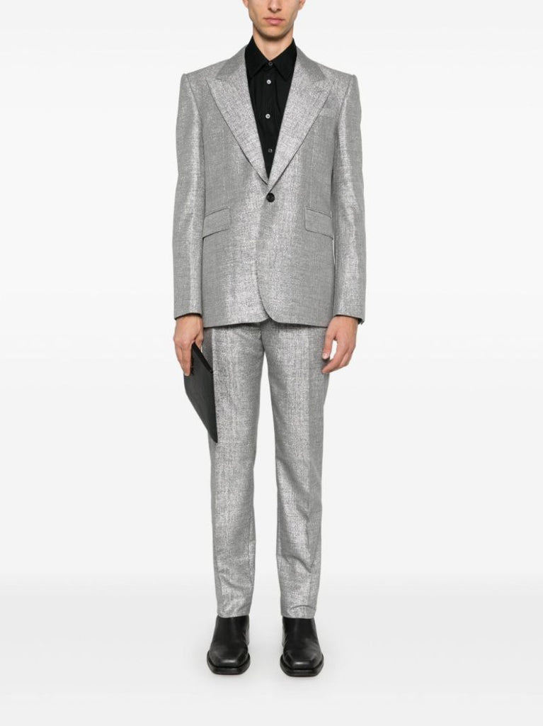 Metallic Straight Tailored Trousers