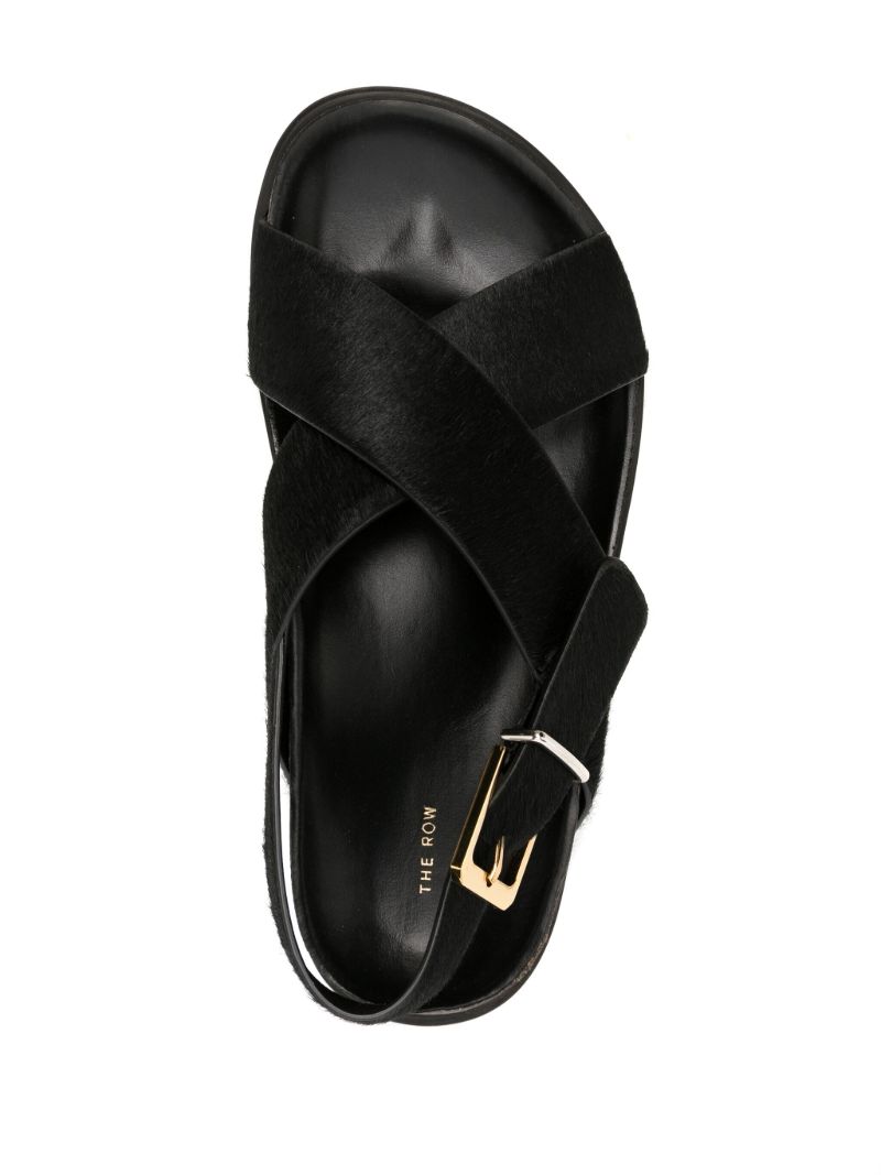 Black Buckle Leather Sandals