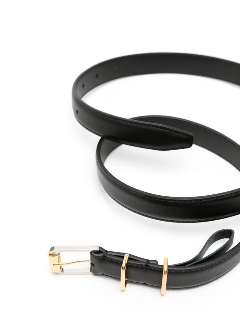 Black Metallic Loop Leather Belt