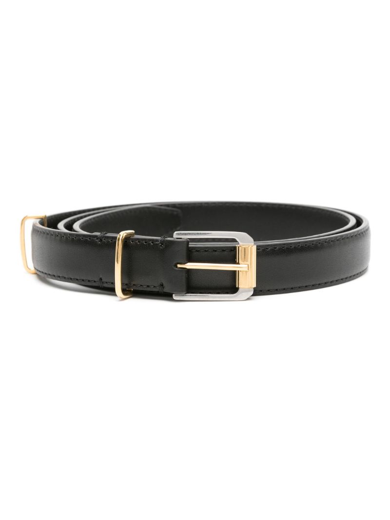 Black Metallic Loop Leather Belt