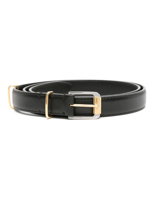 Black Metallic Loop Leather Belt