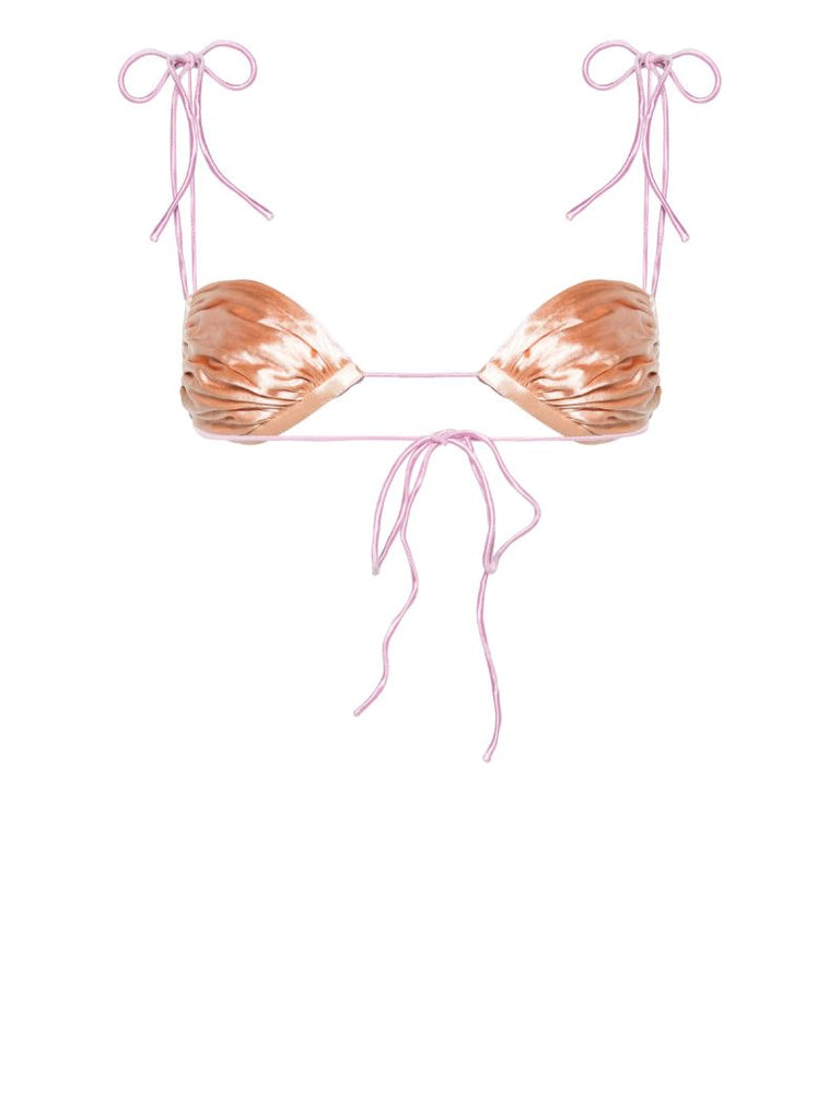 Pink Satin-finish Bikini Top