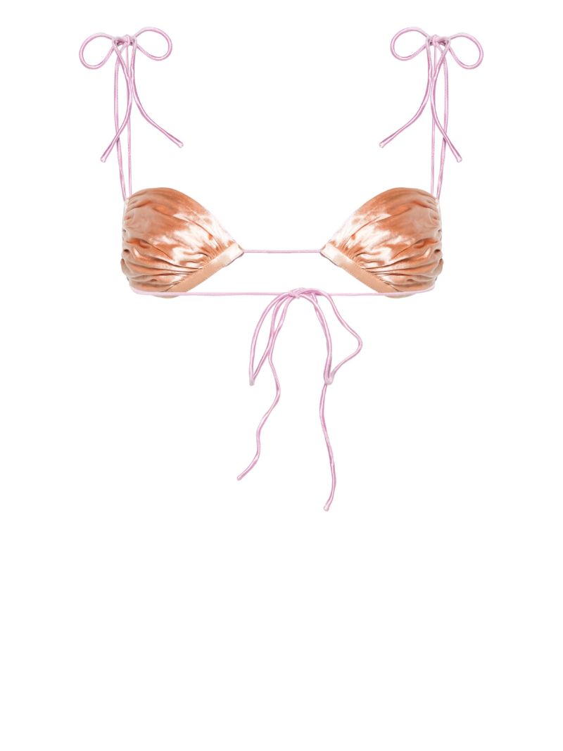 Pink Satin-finish Bikini Top