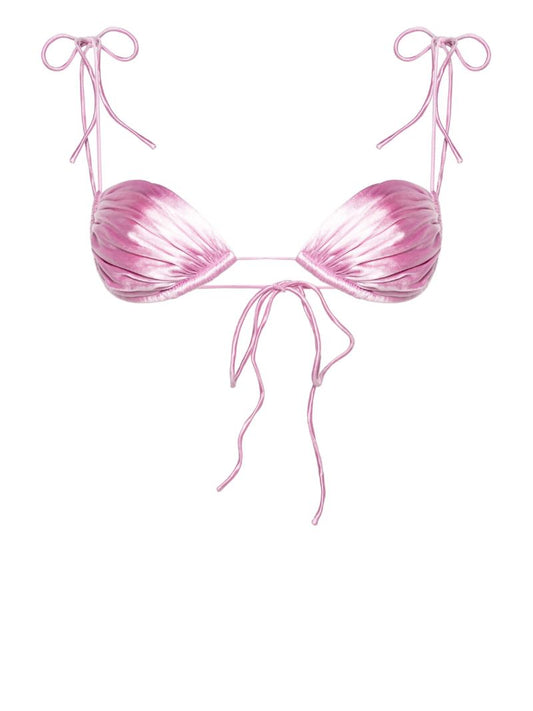 Pink Satin-finish Bikini Top