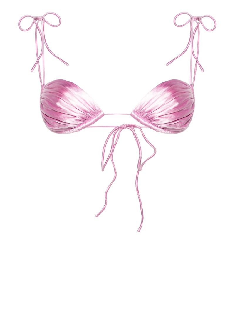 Pink Satin-finish Bikini Top
