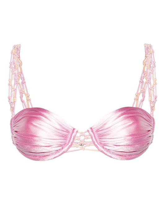 Pink Satin-finish Bikini Top