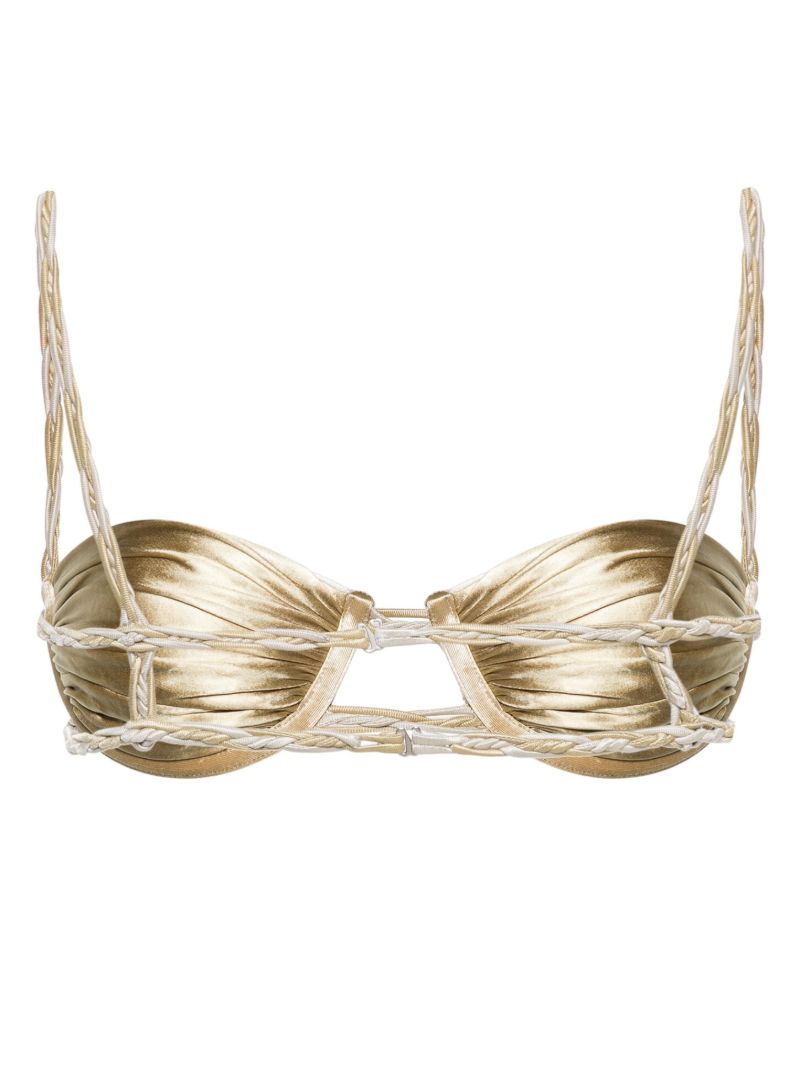 Silver-tone Satin-finish Bikini Top