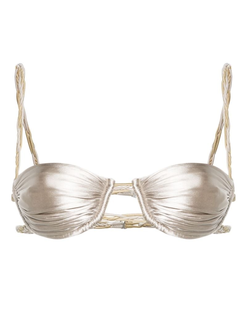 Silver-tone Satin-finish Bikini Top