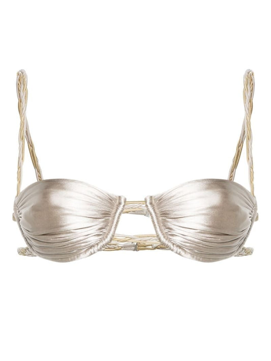 Silver-tone Satin-finish Bikini Top