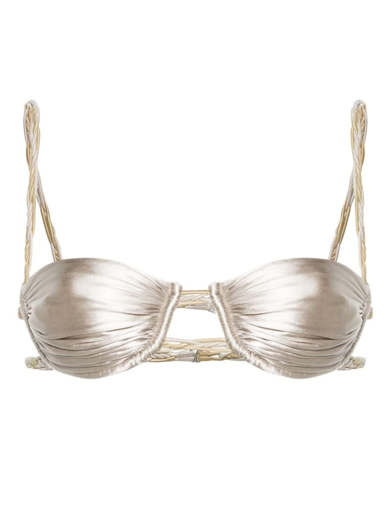 Silver-tone Satin-finish Bikini Top