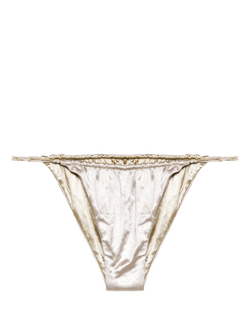 Silver-tone Satin-finish Bikini Bottoms