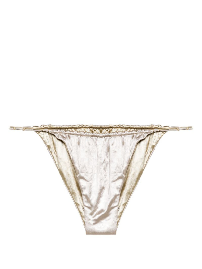 Silver-tone Satin-finish Bikini Bottoms