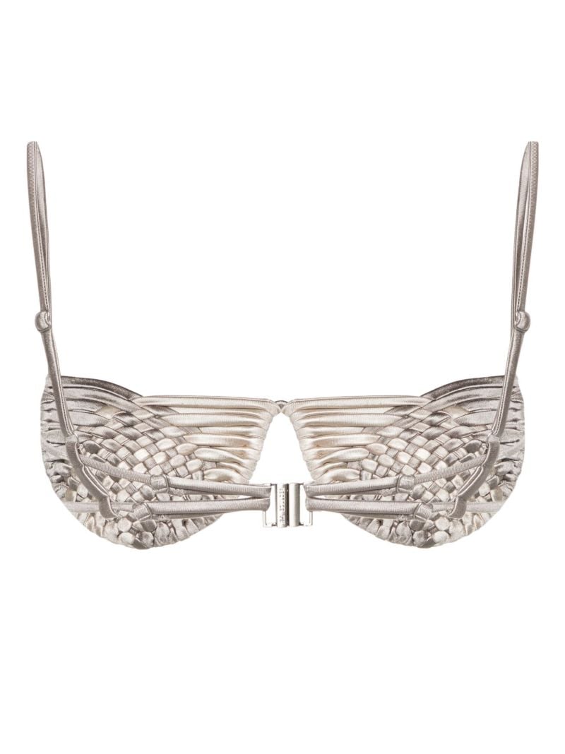 Grey Interwoven Round-cup Bikini Top