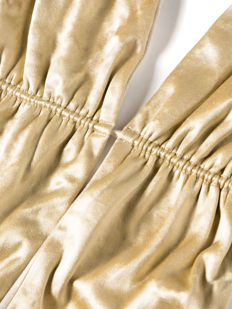 Gold-tone Satin-finish V-neck Swimsuit