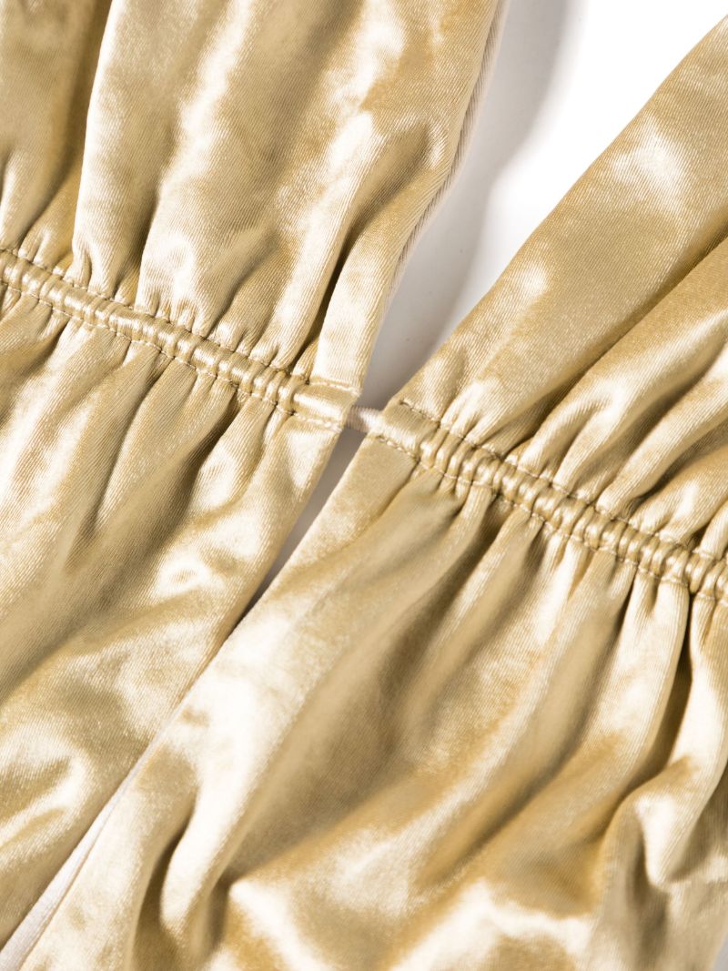 Gold-tone Satin-finish V-neck Swimsuit