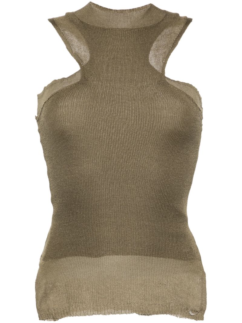 Green Two-tone Knit Top