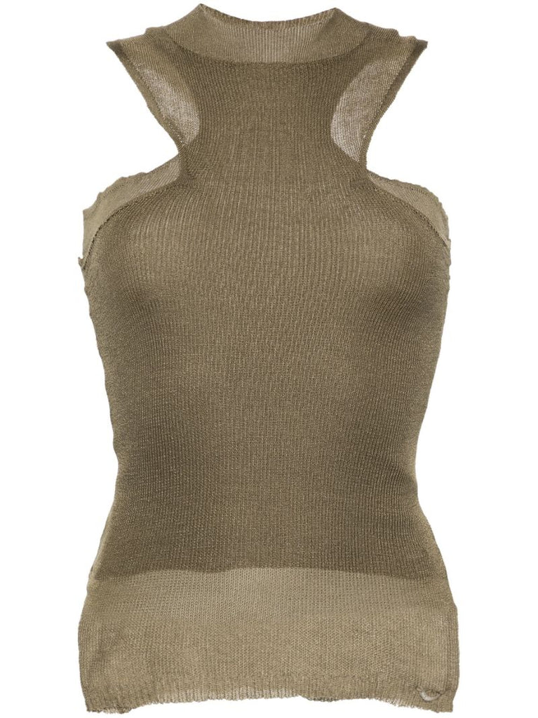 Green Two-tone Knit Top