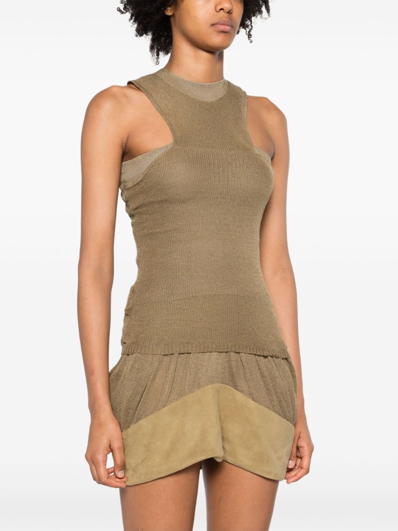 Green Two-tone Knit Top