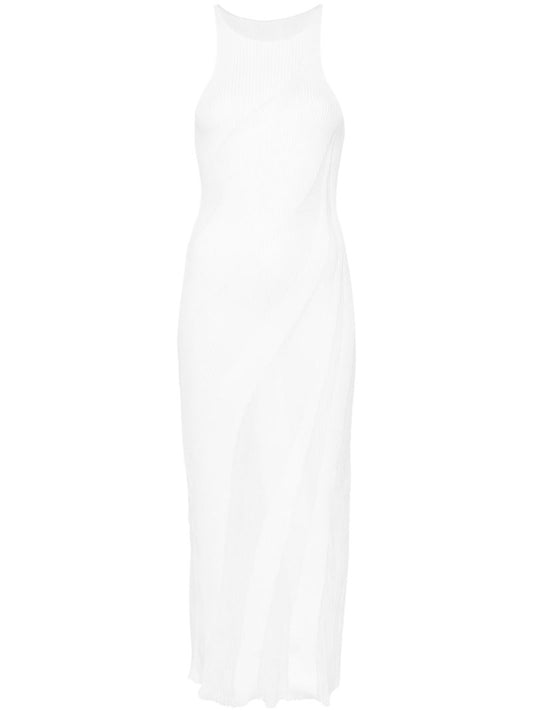 White Fuzzy Knitted Midi Dress