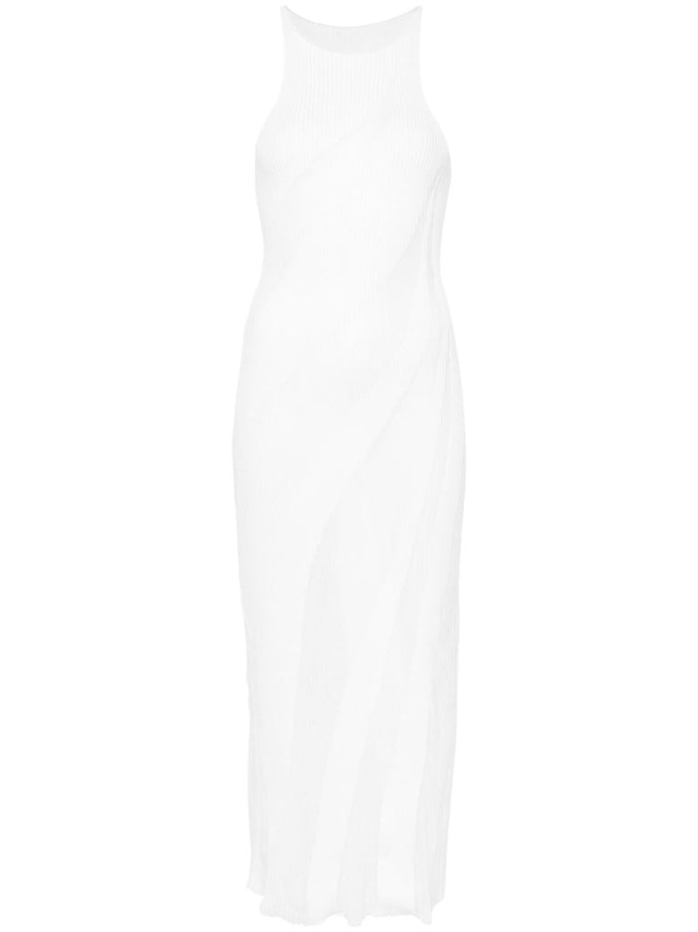 White Fuzzy Knitted Midi Dress