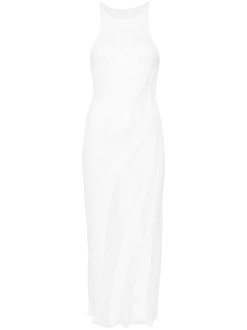 White Fuzzy Knitted Midi Dress