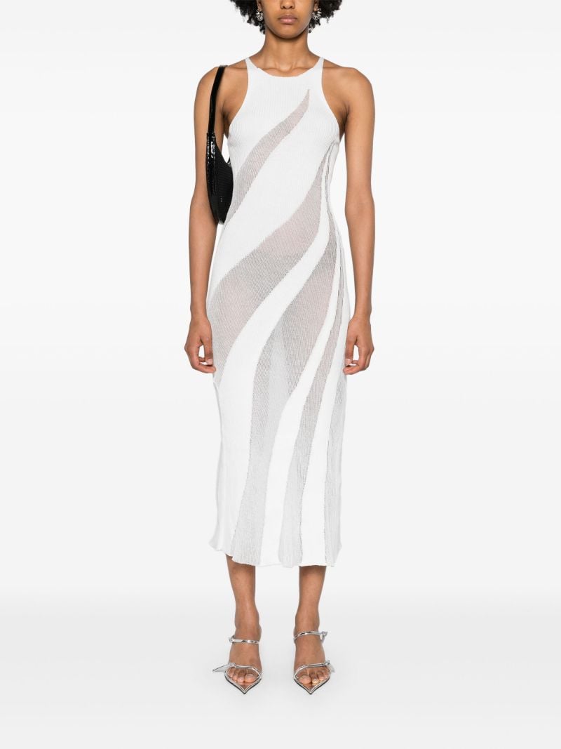 White Fuzzy Knitted Midi Dress