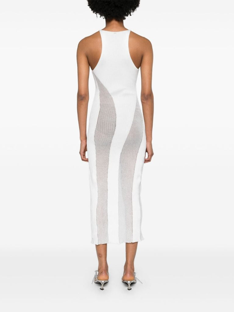 White Fuzzy Knitted Midi Dress