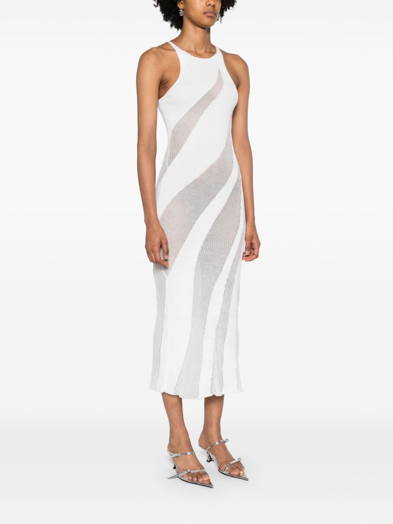 White Fuzzy Knitted Midi Dress