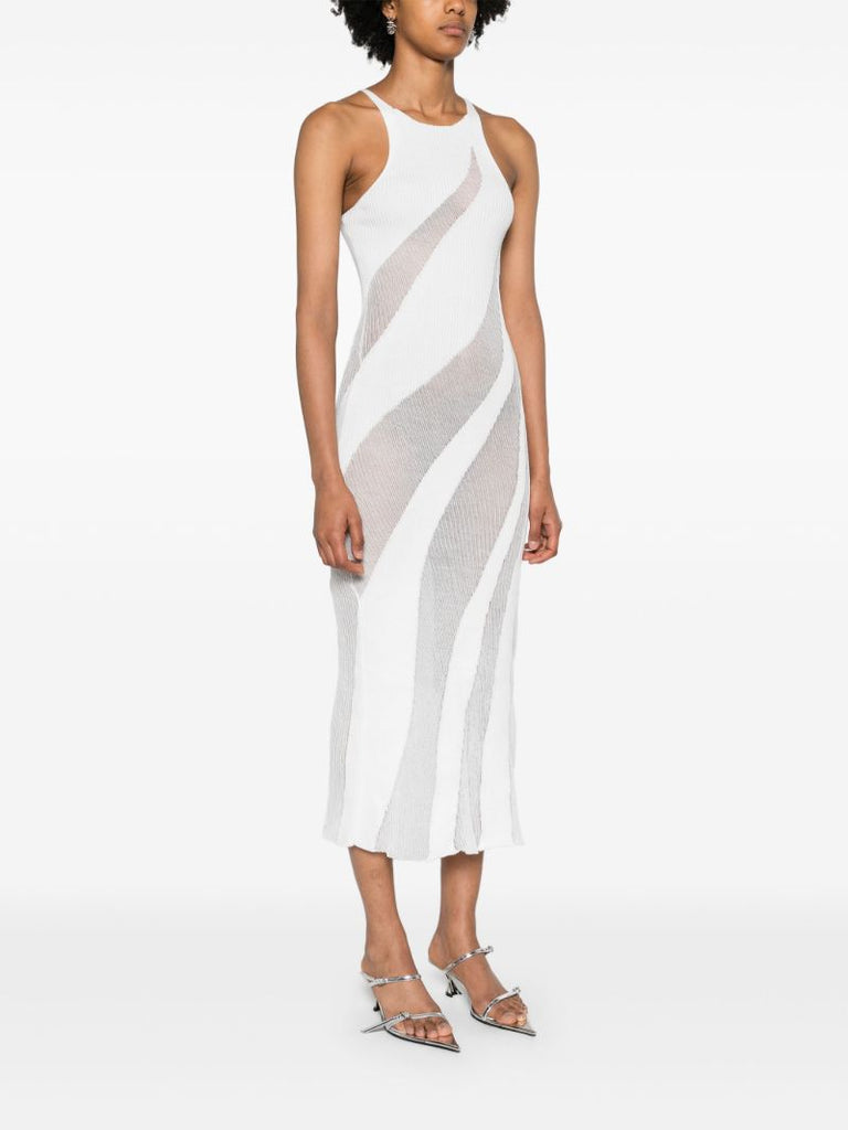 White Fuzzy Knitted Midi Dress