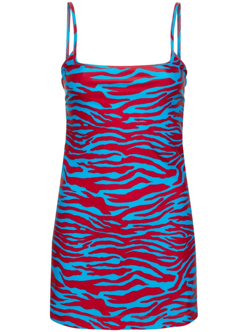 Blue and Red Zebra-print Mini Dress