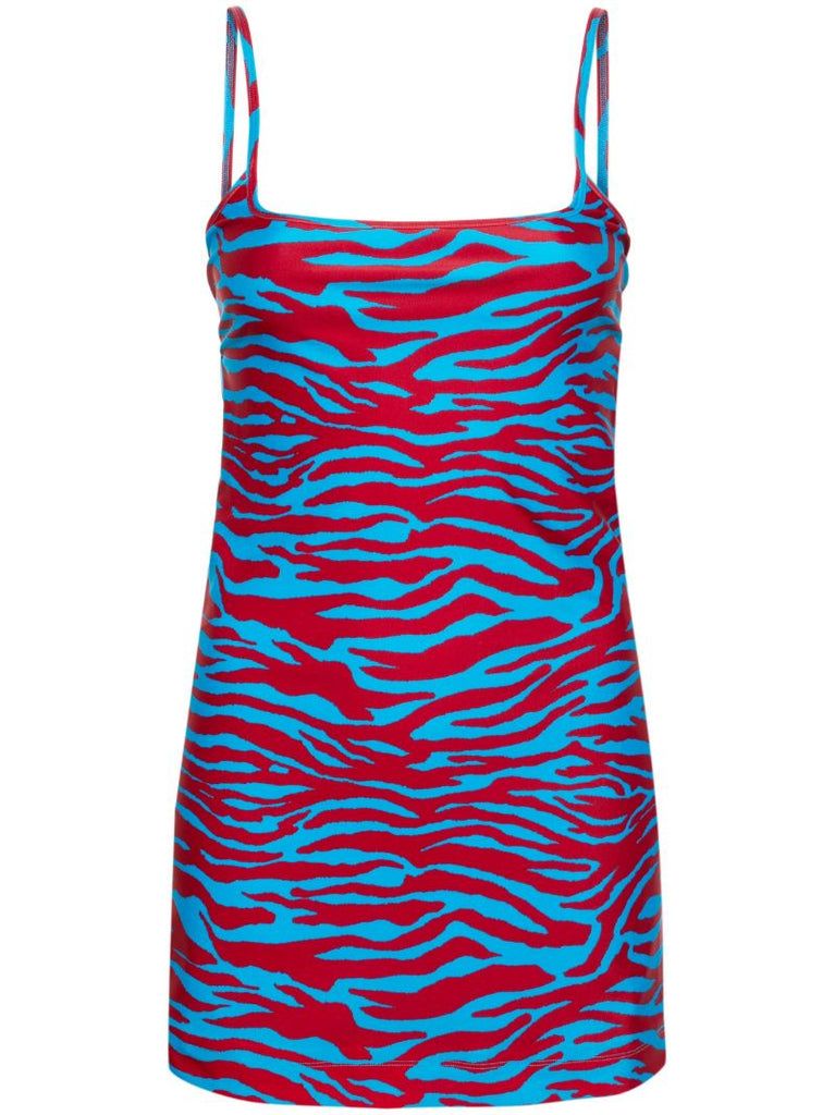 Blue and Red Zebra-print Mini Dress