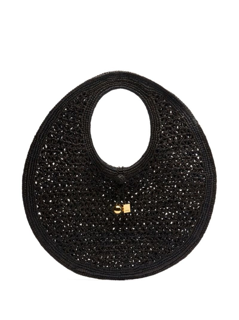 Black Le Rond Spiaggia Raffia Tote Bag