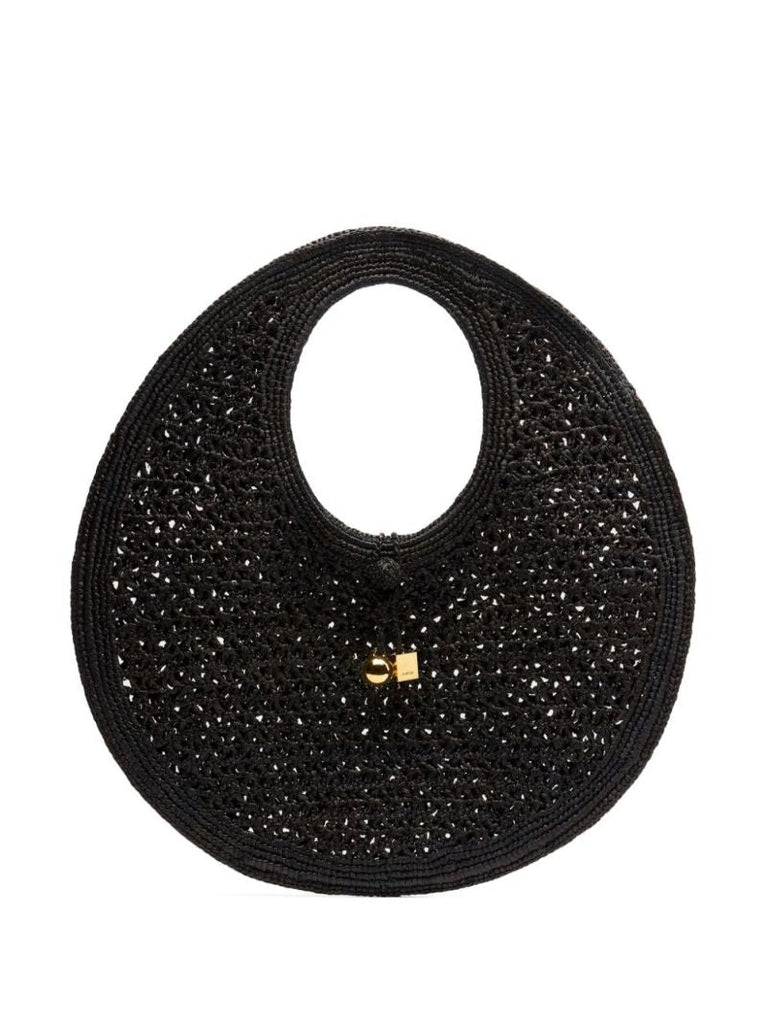 Black Le Rond Spiaggia Raffia Tote Bag