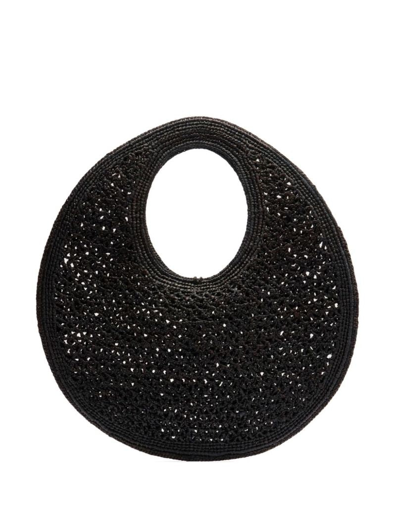 Black Le Rond Spiaggia Raffia Tote Bag