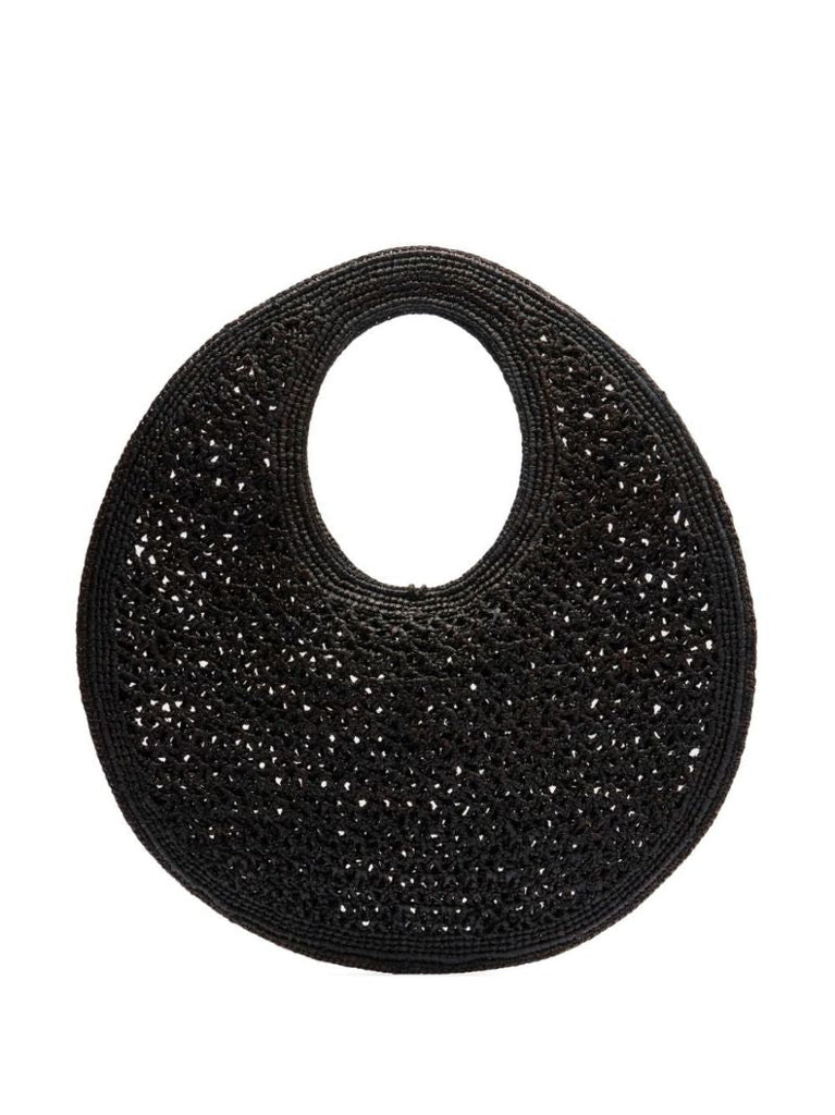 Black Le Rond Spiaggia Raffia Tote Bag