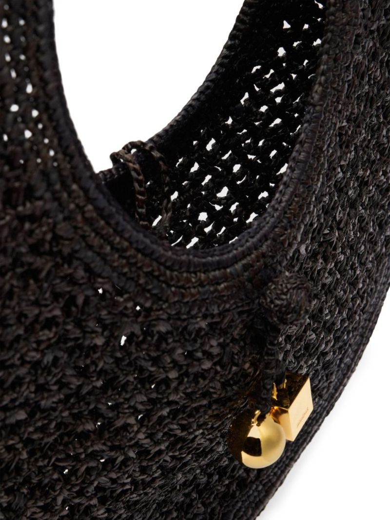 Black Le Rond Spiaggia Raffia Tote Bag