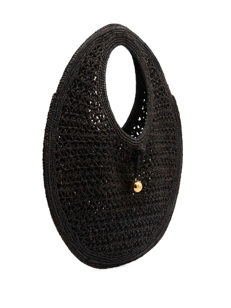 Black Le Rond Spiaggia Raffia Tote Bag