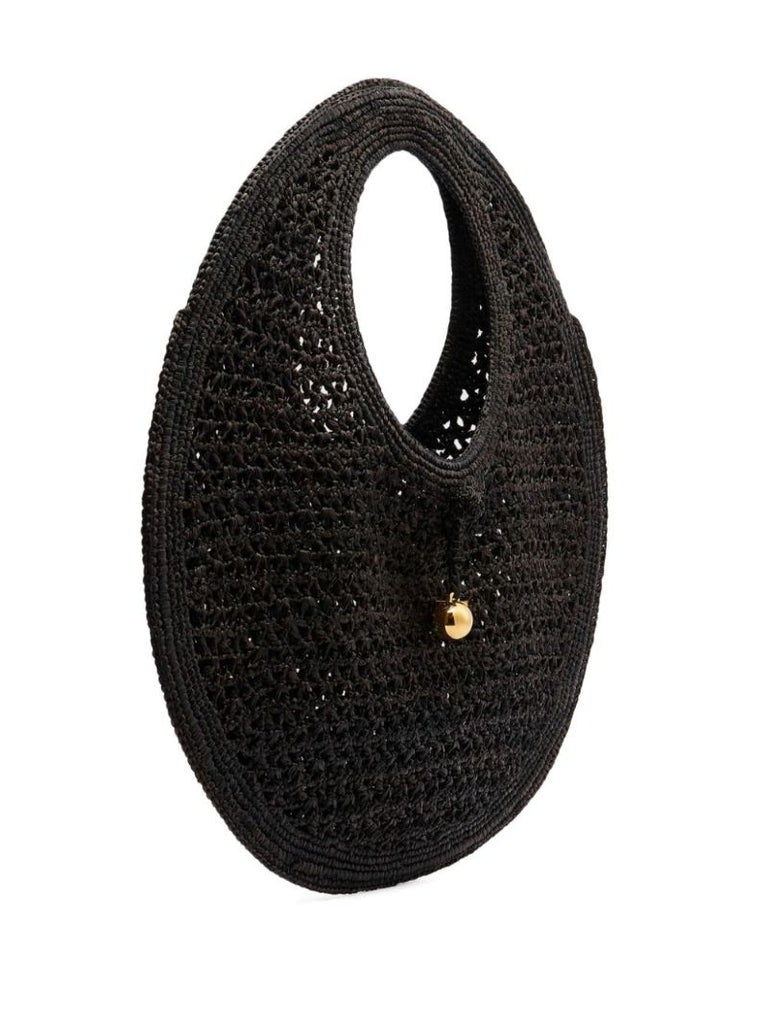 Black Le Rond Spiaggia Raffia Tote Bag