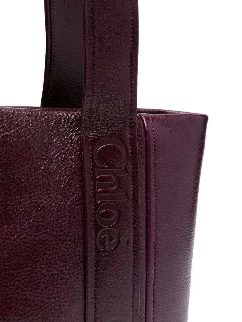 Purple Woody Leather Tote Bag