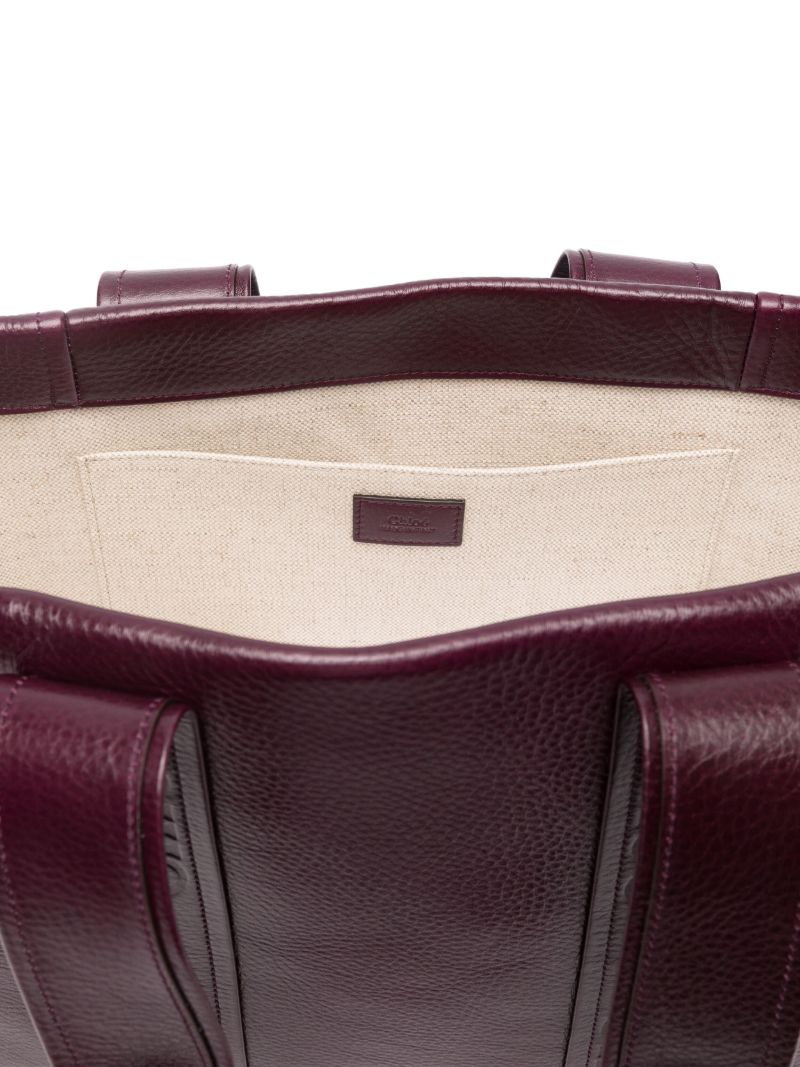 Purple Woody Leather Tote Bag