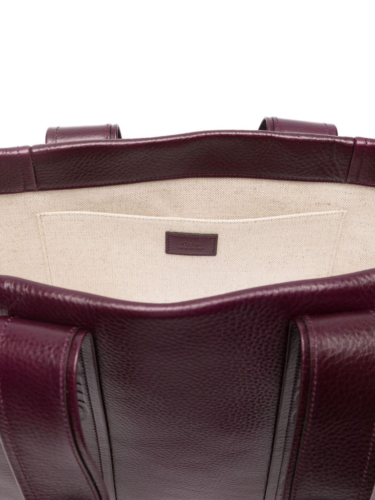 Purple Woody Leather Tote Bag