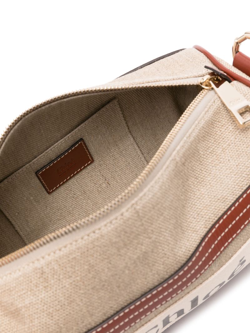 Brown Tube Linen Shoulder Bag