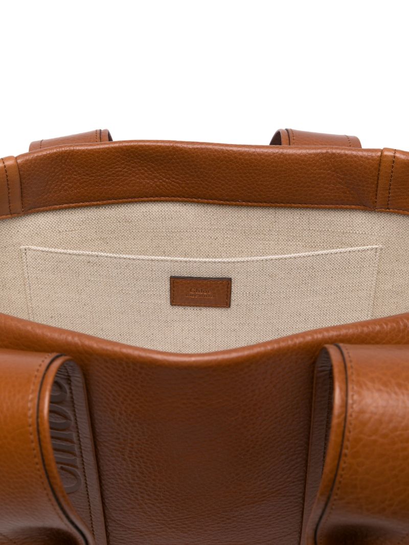 Brown Woody Leather Tote Bag